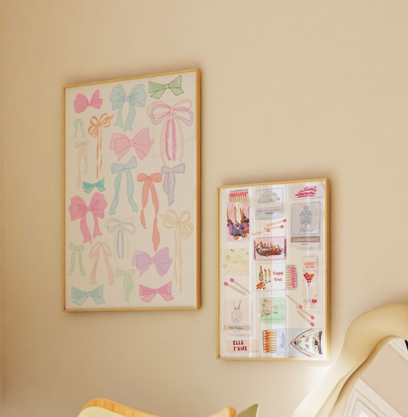 Trendy Watercolor Bows Wall Art | Chinoiserie Art | Coastal Wall Art | Grand Millenial Wall Art | Digital Download | Preppy Wall Art image 2