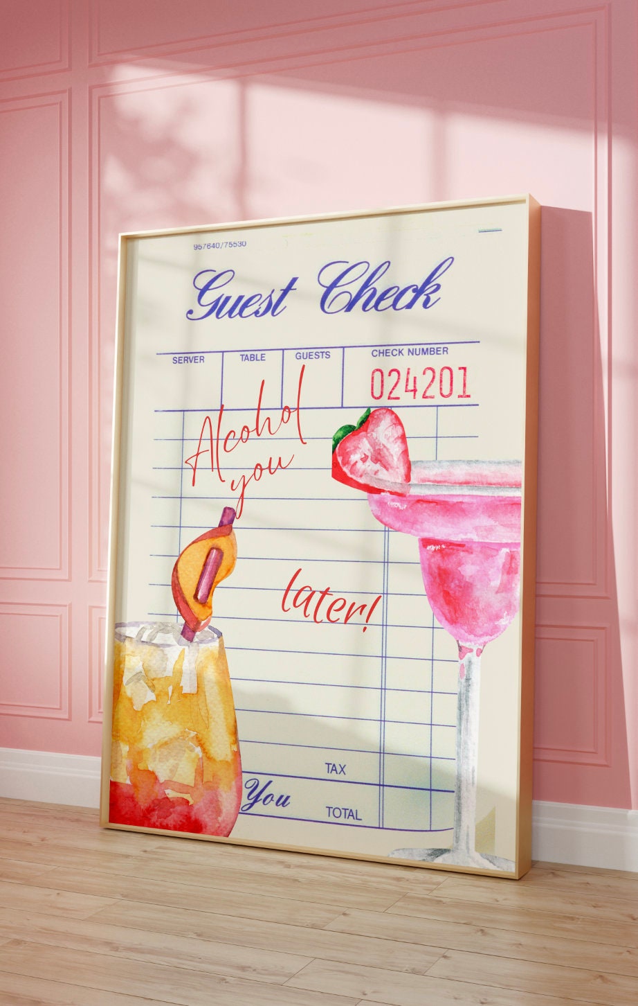 Bar Cart Wall Art | Cocktail Print | Trendy Poster | Guest Check Wall ...