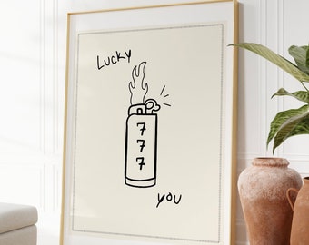 LUCKY YOU Black Digital Art, Trendy Wall Art,  Digital Download Print, Wall Decor, Large Printable Art, Downloadable Prints