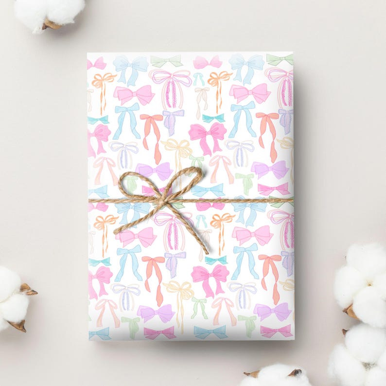 BOW WRAPPING PAPER | Christmas Wrapping Paper | Girly Wrapping Paper | Birthday Wrapping Paper | Preppy Gift | Coquette Wrapping Paper image 9