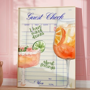Bar Cart Wall Art| Aperol Spritz | Cocktail Print | Trendy Poster | Guest Check Wall Art |  Bar Cart Decor | Digital Download