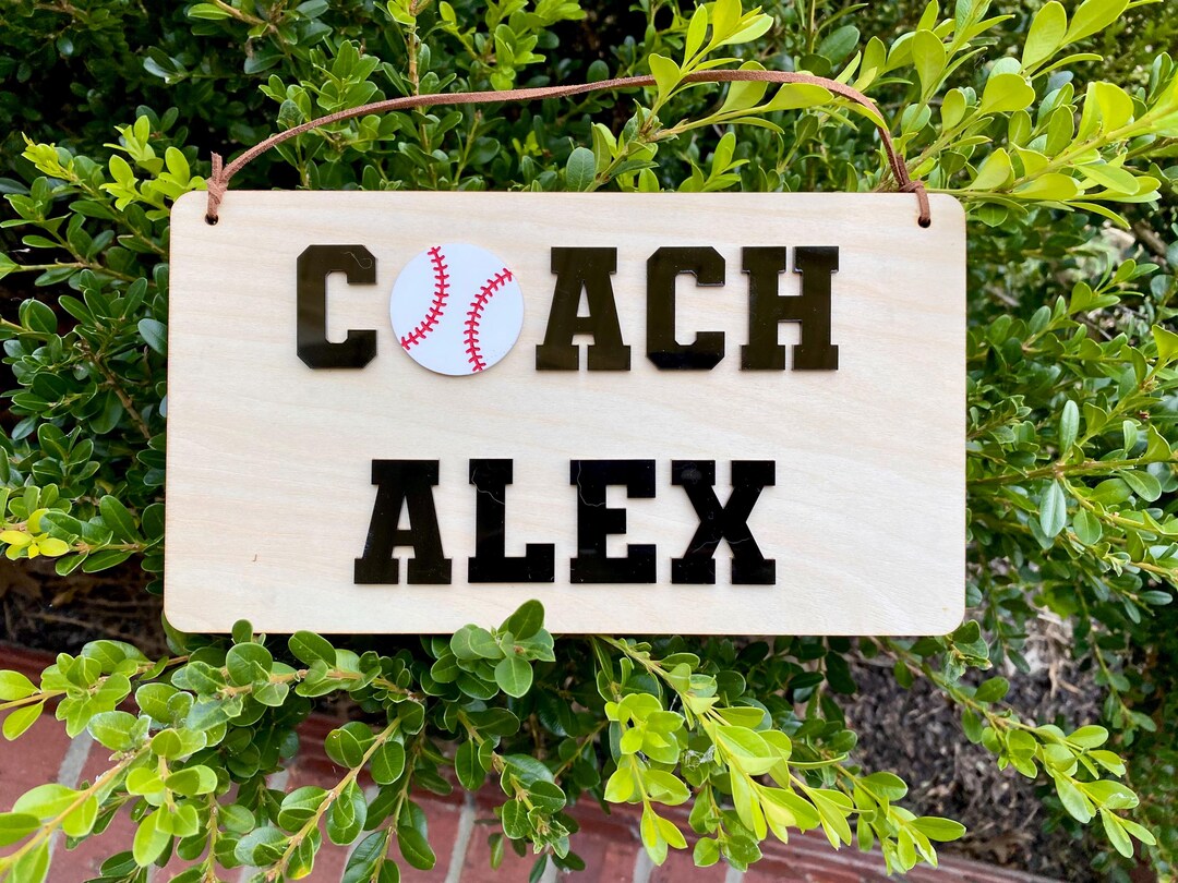 Personalized Baseball Coach Name Wood Sign: 3D Acrylic Ball and Name - Etsy