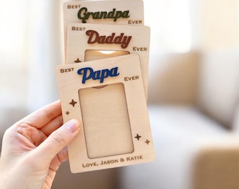 Personalized 'Best Dad Ever ' Picture Frame Magnet: Fit  2" x 3" wallet size Photo