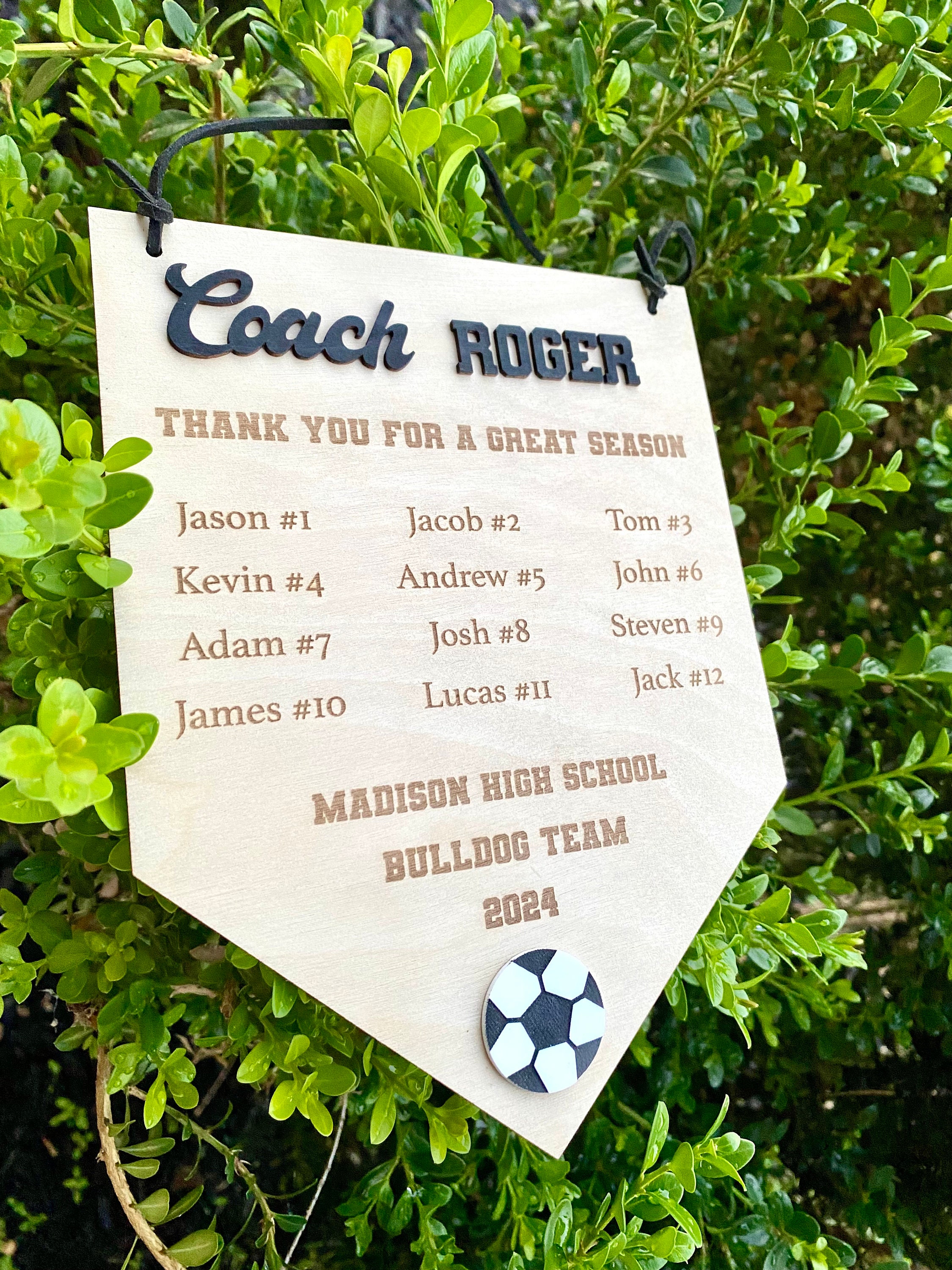Personalized Soccer Coach Appreciation Sign: Laser Engraved Wood, 3D ...
