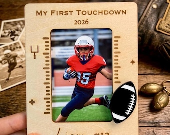 Personalized Football Photo Frame Magnet: Fit 2" x 3" Wallet Size Photo