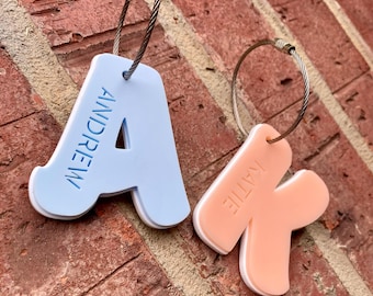 Personalized Acrylic Name Backpack Tag: Initial keychain