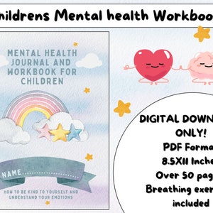 Diario de Salud Mental / Diario y libro de trabajo para niños, Guía de Autoayuda, Descarga Digital Imprimible, Autorregulación para Niños,