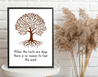 Roots Quote, Strength Art, Tree Art, Therapist Office Decor, Resilience Print, Printable Art, Digital Art