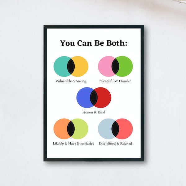 You can be both poster, Therapist wall art, School counselor prints, Reminder art, Duality poster, Educational art, Therapy tools, DBT