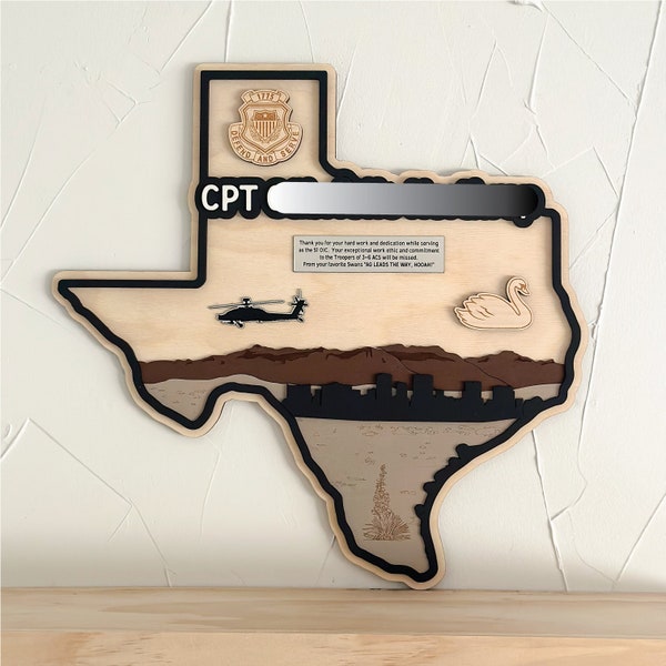 Custom Air Force Going Away Gift for PCS - US State Sign - Custom Military Plaque - Office Decor for Military - PCS Gift - Military Gift