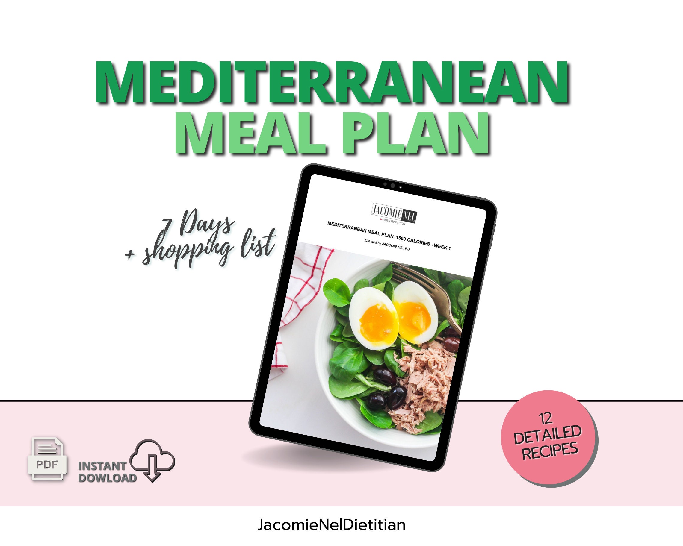 7-Day Mediterranean Diet Meal Plan: 1500 Calorie Recipes (PDF)