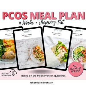PCOS meal plan | 4 weeks PCOS diet with shopping list | Low carb diet | Gluten free recipes | Weight loss diet
