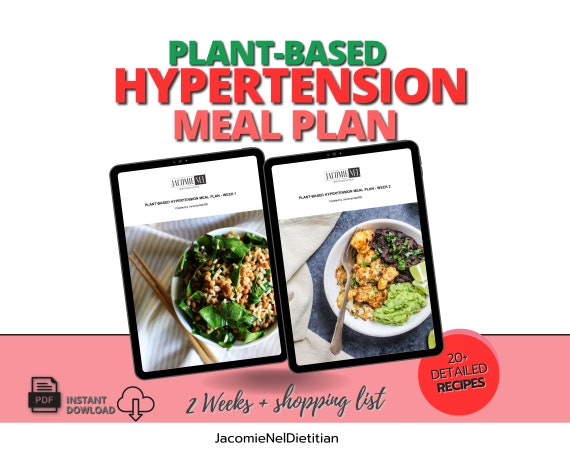 2-week Plant-based Hypertension Meal Plan: Low Salt, DASH Diet (PDF) - Etsy