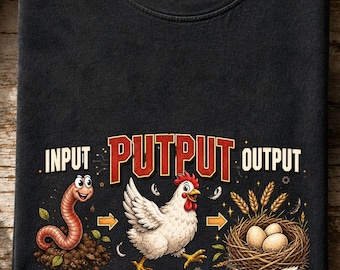 Lustiges Huhn Shirt Putput, Bauernhof T-Shirt mit Eiern, Unisex Schnitt