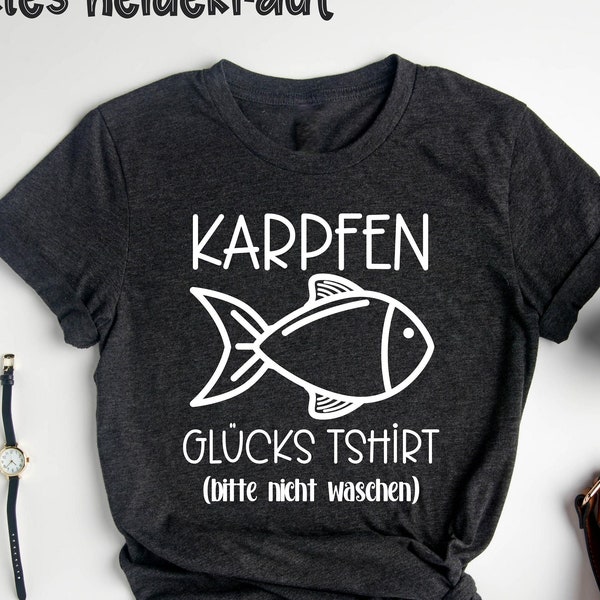 Karpfen Glücks T-Shirt, Damen Angelgeschenke, Angel T-Shirt, Angelliebhaber, Angeln T-Shirt, Lustiges Fisch T-Shirt, Fischliebhaber