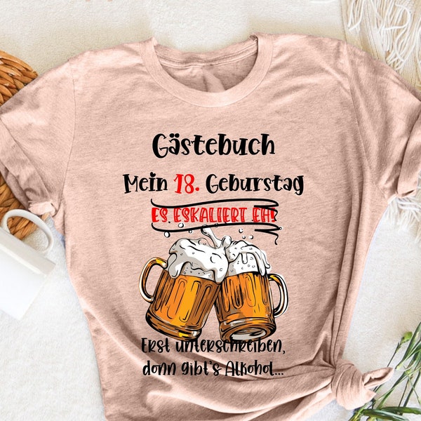 Tshirt 18. Geburtstag Junge Party, Gästebuch Jungen Mädchen T-Shirt, 18 jahre alt ,, Achtzehn Geburtstag ,, Achtzehn , 18. Geburtstagsfeier