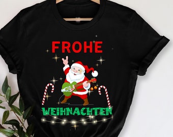 Frohe Weihnachten T-Shirt, Weihnachtsmann T-Shirt, Gitarrist T-Shirt, Gitarre TShirt, Geschenk für Gitarristen, Gitarrenliebhaber Geschenk