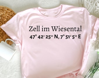 Zell im Wiesental Print mit Koordinaten der Stadt T-Shirt, Oktoberfest T-shirt, Zell im Wiesental, Tourist Shirts, Zell im Wiesental Geschenk