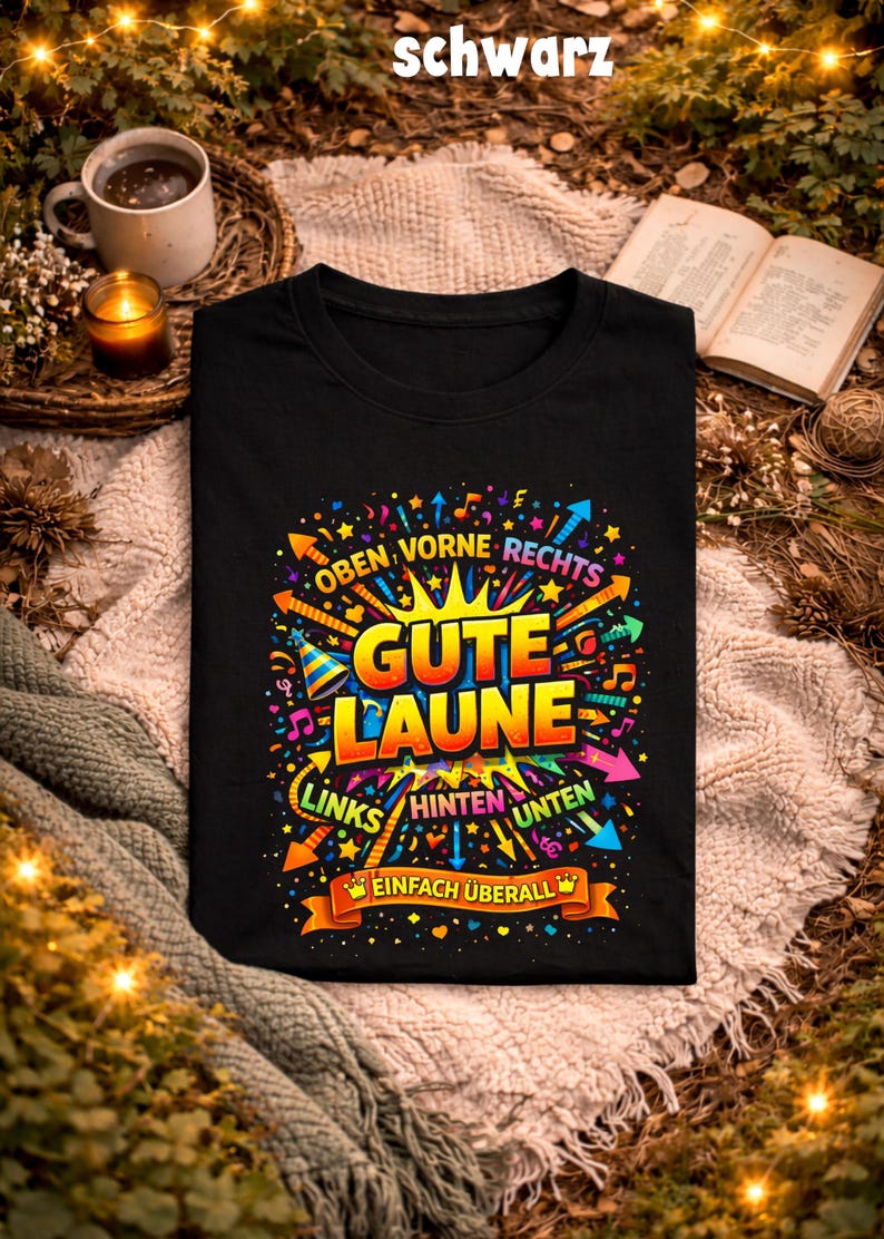 Lustiges Party T-Shirt mit dem Spruch „Gute Laune Oben Unten“ für Mallorca, Malle und Après Ski. Fröhliches Design für Partys, Urlaubsfeiern und gesellige Abende. Ideal für Menschen, die gute Stimmung, Feiern und lockere Party-Outfits lieben. Das Shirt passt perfekt zu Strandpartys, Hüttenabenden oder ausgelassenen Feiern mit Freunden.