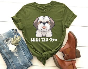 Shih Tzu Mama T-Shirt, Hund Shih Tzu T-Shirt, Hundevater, Hundemutter Geschenk, Hundeliebhaber, Pfotenabdruck, Pfotenherz, Hundegeschenke