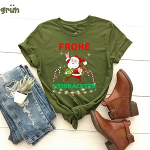 Frohe Weihnachten T-shirt, Weihnachtsmann T-shirt, Gitarrist T-shirt, Gitarre TShirt, Geschenk voor Gitarristen, Gitarrenliebhaber Geschenk afbeelding 3