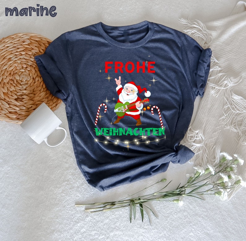 Frohe Weihnachten T-shirt, Weihnachtsmann T-shirt, Gitarrist T-shirt, Gitarre TShirt, Geschenk voor Gitarristen, Gitarrenliebhaber Geschenk afbeelding 7