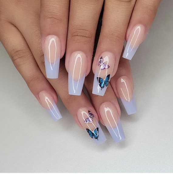 Buy Secret Lives Acrylic Press on Designer Artificial Nails Extension  Glossy Nude Skin Color 3D Butterfly and 3D Flowers Fake Nail 24 pcs Set  Online at Best Prices in India - JioMart.
