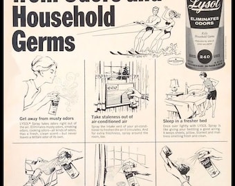 1969 Lysol Spray Print Ad | Original Wall Art | Take a Vacation from Odors and Germs