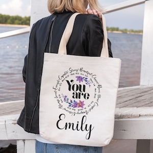 Christian Gift For Friend Tote Bag Personalized Canvas Bag Faith Based Custom Gift Religious Scripture Bible Verse Unique Gift Graduation