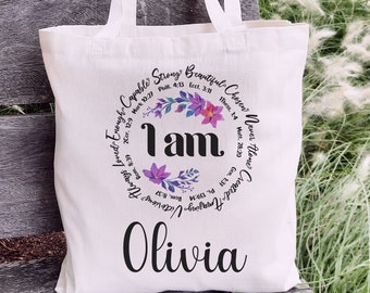 Personalisierte christliche Einkaufstasche Glaube Canvas Tasche Christian Custom Geschenk Religiöse Schrift Bibel Vers Wiederverwendbare christliche Geschenk für Freund