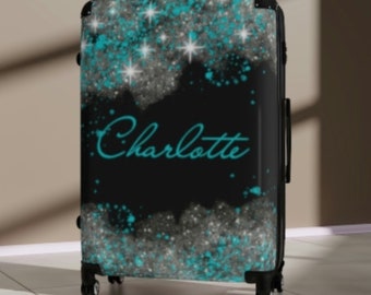 Personalized Sparkle Suitcase Cabin Case Custom Carry On Roller Bag Custom Luggage Travel Personalized Weekend Bag With Wheels Medium Large