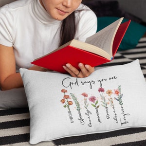 Christian Home Decor Bible Verse Lumbar Throw Pillow Home Decoration Faith Couch Decretive Pillow Wildflower Pillow God Says You Are Gift