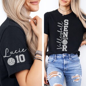 Personalized Senior Volleyball Shirt Custom Name And Number Volleyball Senior T-Shirt 2027 Senior Night Gift