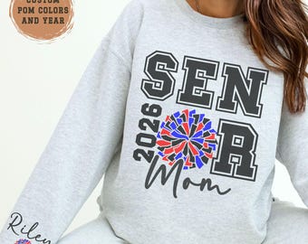 Custom Senior Cheer Mom Sweatshirt Personalized 2027 Cheerleading Senior Mama Gift For Senior Night