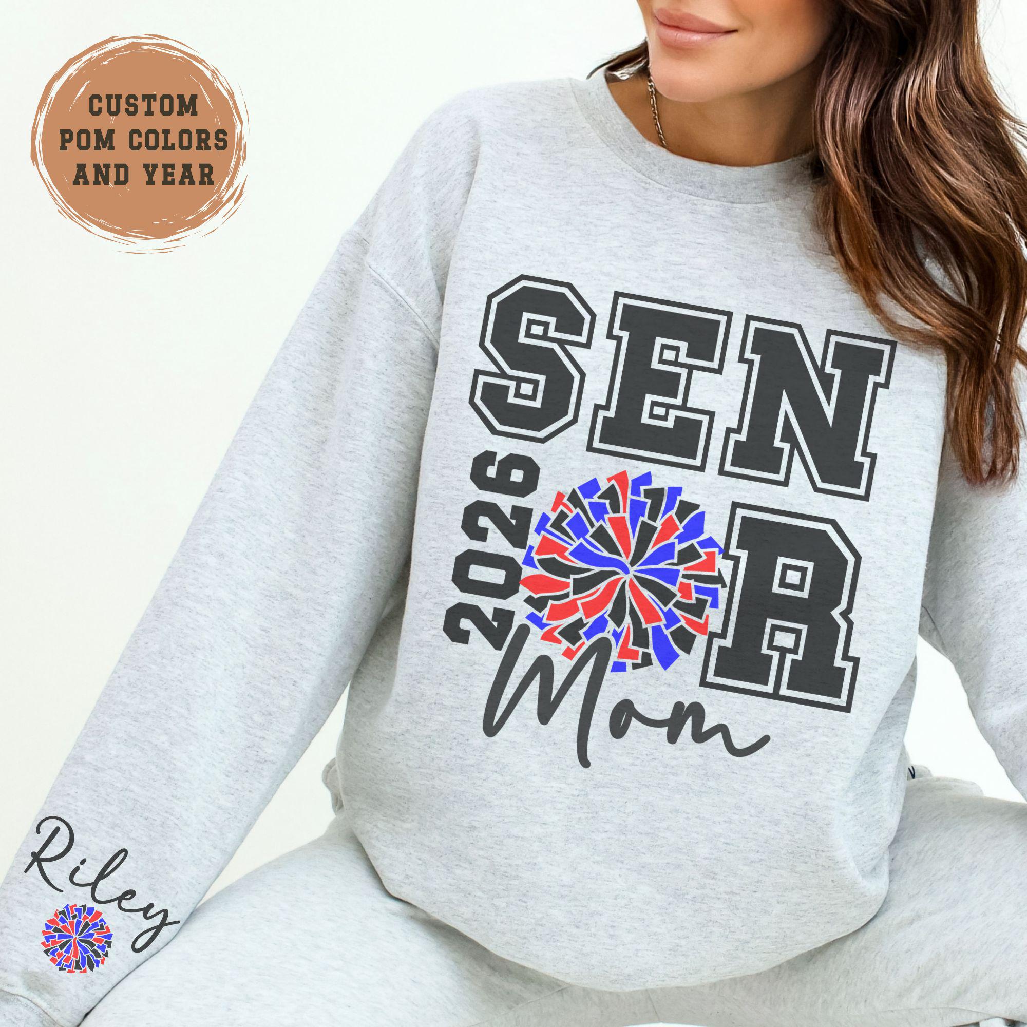 Senior Cheer Mom Sweatshirt Custom Cheerleader Mama Crewneck Personalized 2026 Senior Night Cheerleading Gift Graduation Senior Cheer Shirt