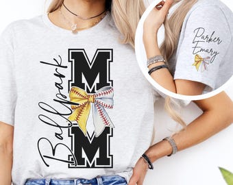 Personalized Ballpark Mom T-Shirt, Baseball Softball Mama Tee