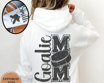 Personalized Hockey Mom Hoodie: Goalie Mom Sweatshirt, Custom Name & Number