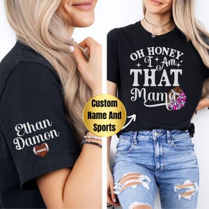 Football And Cheer Mom Shirt Custom Football Mama T-Shirt Personalized Cheer Momma Tshirt With Kids Name Number Funny Cool Sports Mom Gift