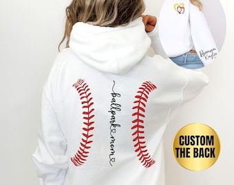 Personalized Ballpark Mom Hoodie Custom Kids Names Baseball & Softball Gift For Mama
