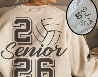Custom Volleyball Senior Sweatshirt Class Of 2026 Senior Volleyball Crewneck Volleyball Senior Night Gift Personalized Name and Number Shirt