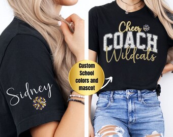 Custom Cheer Coach T-Shirt: Personalized School Colors Tee