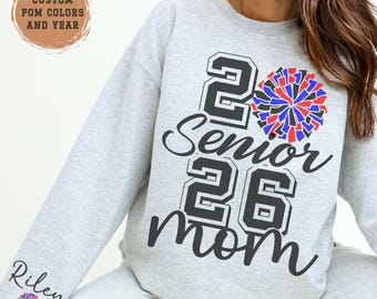 Custom Senior Cheer Mom Sweatshirt Personalized 2027 Cheerleading Senior Mama Gift For Senior Night