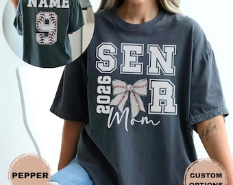 Chemise de base-ball personnalisée pour maman senior, promotion 2026, t-shirt aux couleurs confortables