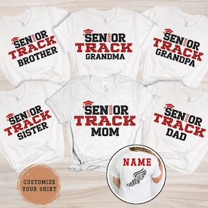 Custom Track Senior Family Shirt Class of 2027 Personalized Track And Field Senior Night Gift With Name And Team Colors