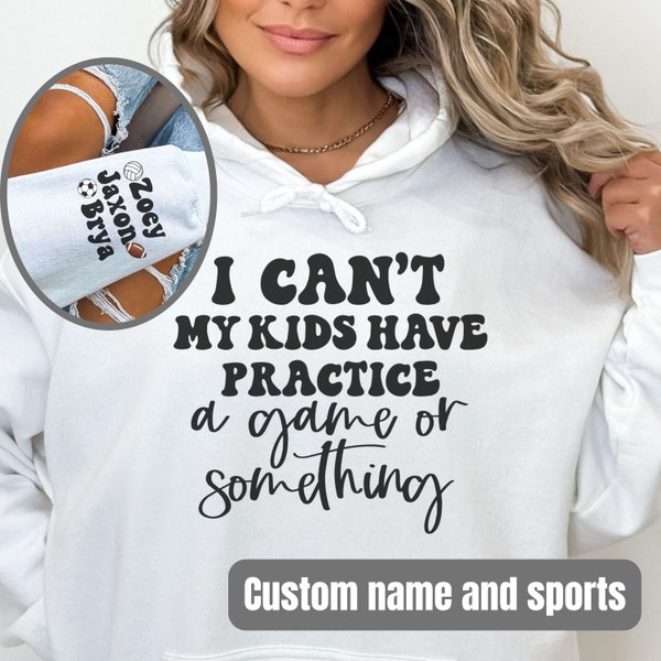 Name On Sleeve Sweatshirt Personalized Sports Mom Hoodie Funny Custom Shirt For Basketball Baseball Soccer Mama Gift For Her Kid Names Shirt