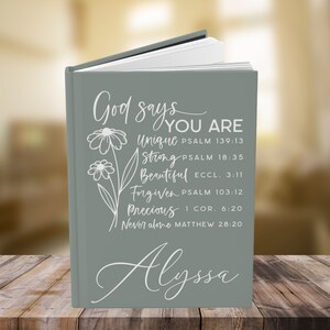 Personalized Christian Journal: &quot;God Says You Are&quot; Floral Notebook