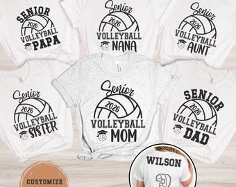Volleyball Senior Family Shirts Custom Volleyball Senior Mom Dad Shirt 2026 Parent Senior Night Volleyball Gift Personalized Grandma Tee