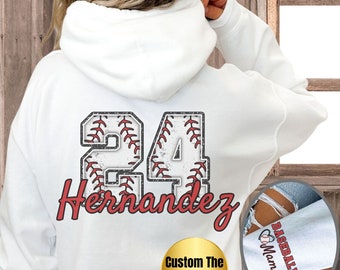Custom Baseball Hoodie For Mom With Last Name and Number Personalized Long Sleeve Print Sweatshirt Baseball Mama Shirt Gift For Mothers Day