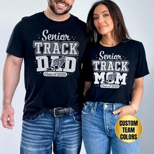 Senior Track & Field Parent T-Shirt, Personalized Class of 2027 Senior Night Tee Gift For Mom And Dad