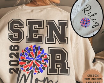 Custom Senior Cheer Mom Sweatshirt Personalized 2027 Cheerleading Senior Mama Gift For Senior Night